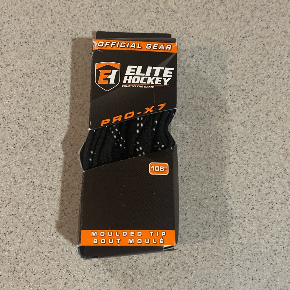 Elite Hockey Molded Tip Hockey Laces (Black, 108")